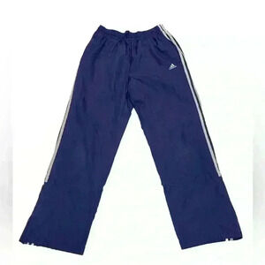 Vintage 2003 Adidas Nylon Track pants W/ zipper Bottoms and Hidden 3 Stripe Logo
